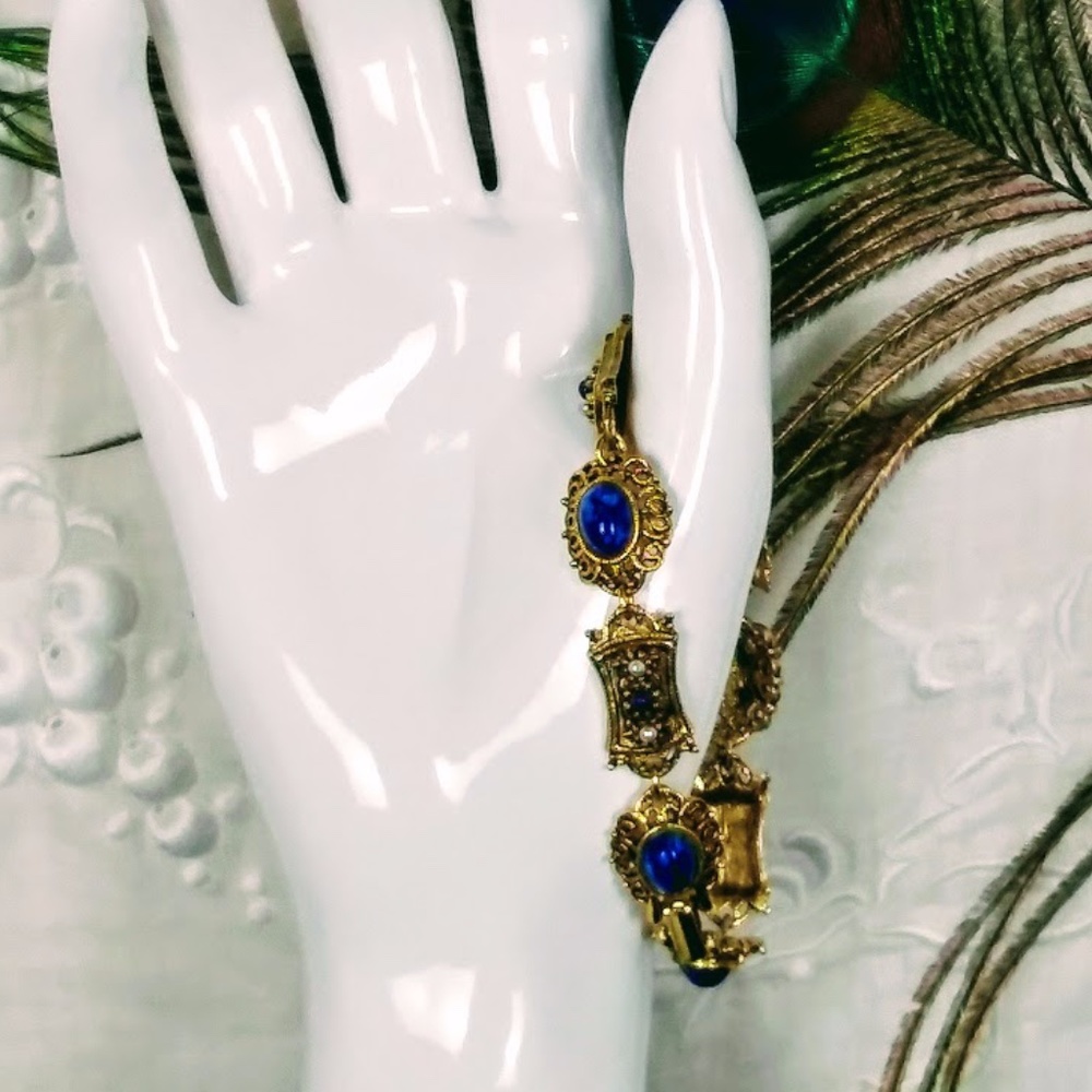 ART©️ Designer Easter Egg Beads Gold Tone Vintage Bracelet - Picture 9 of 11